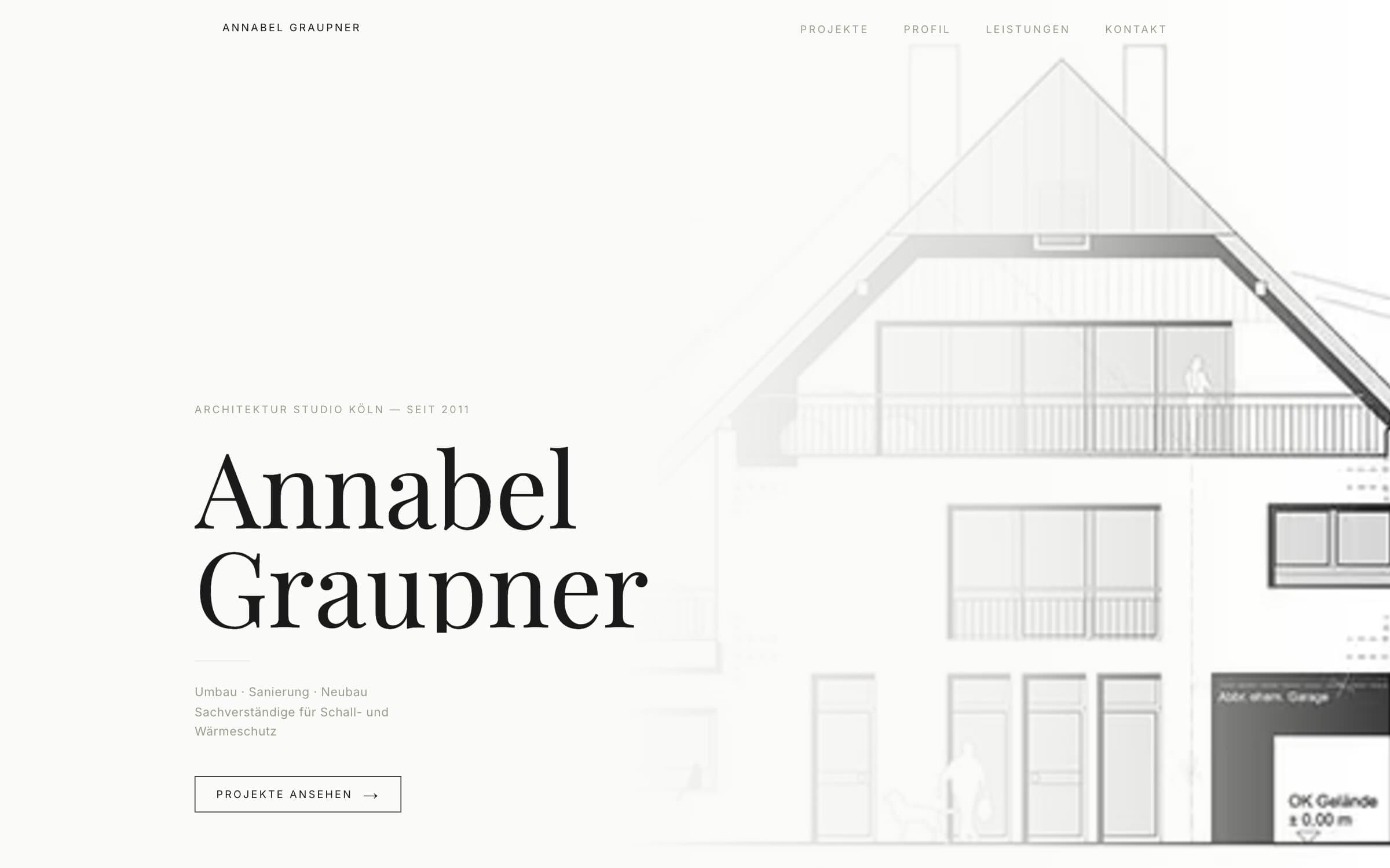 Echter Screenshot der Website von Annabel Graupner