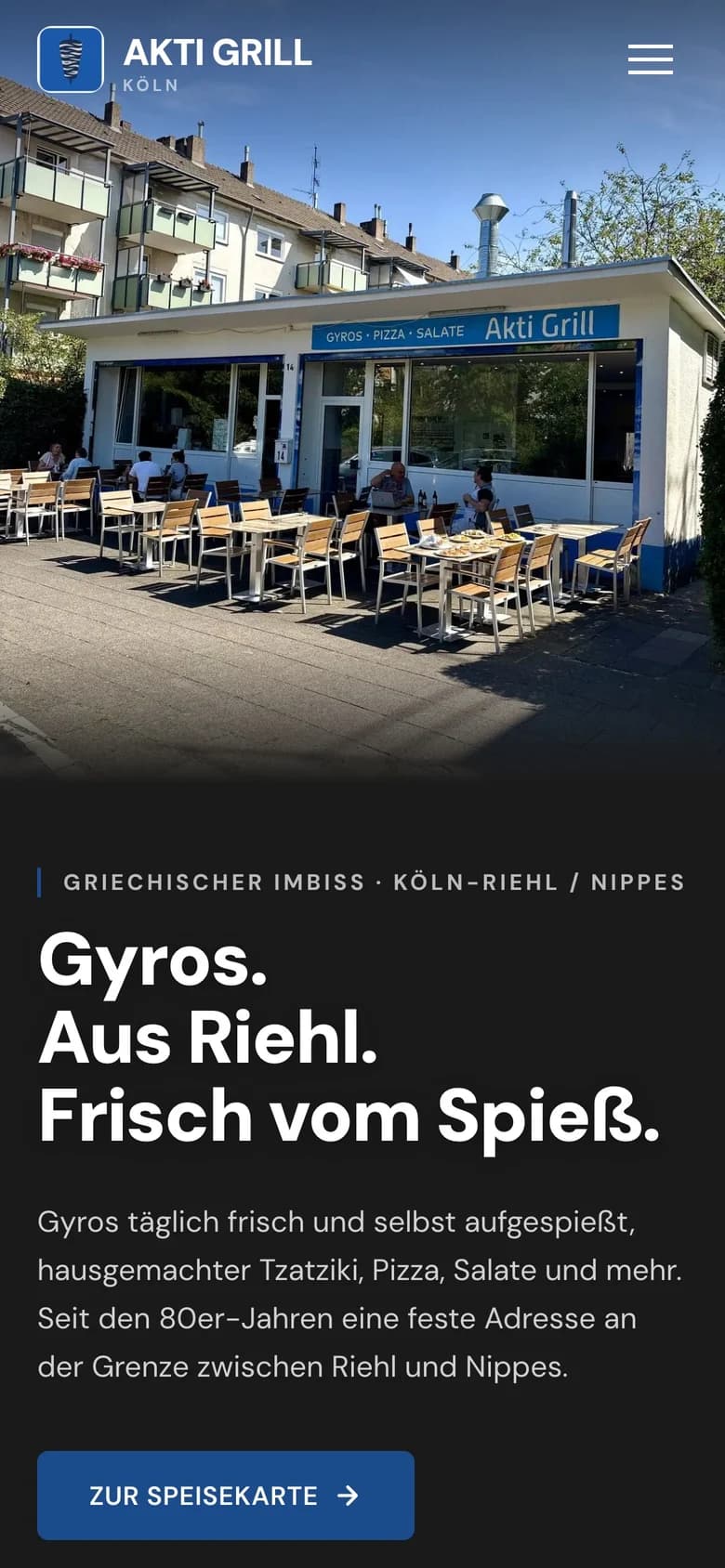 Website von Akti Grill auf einem Handy