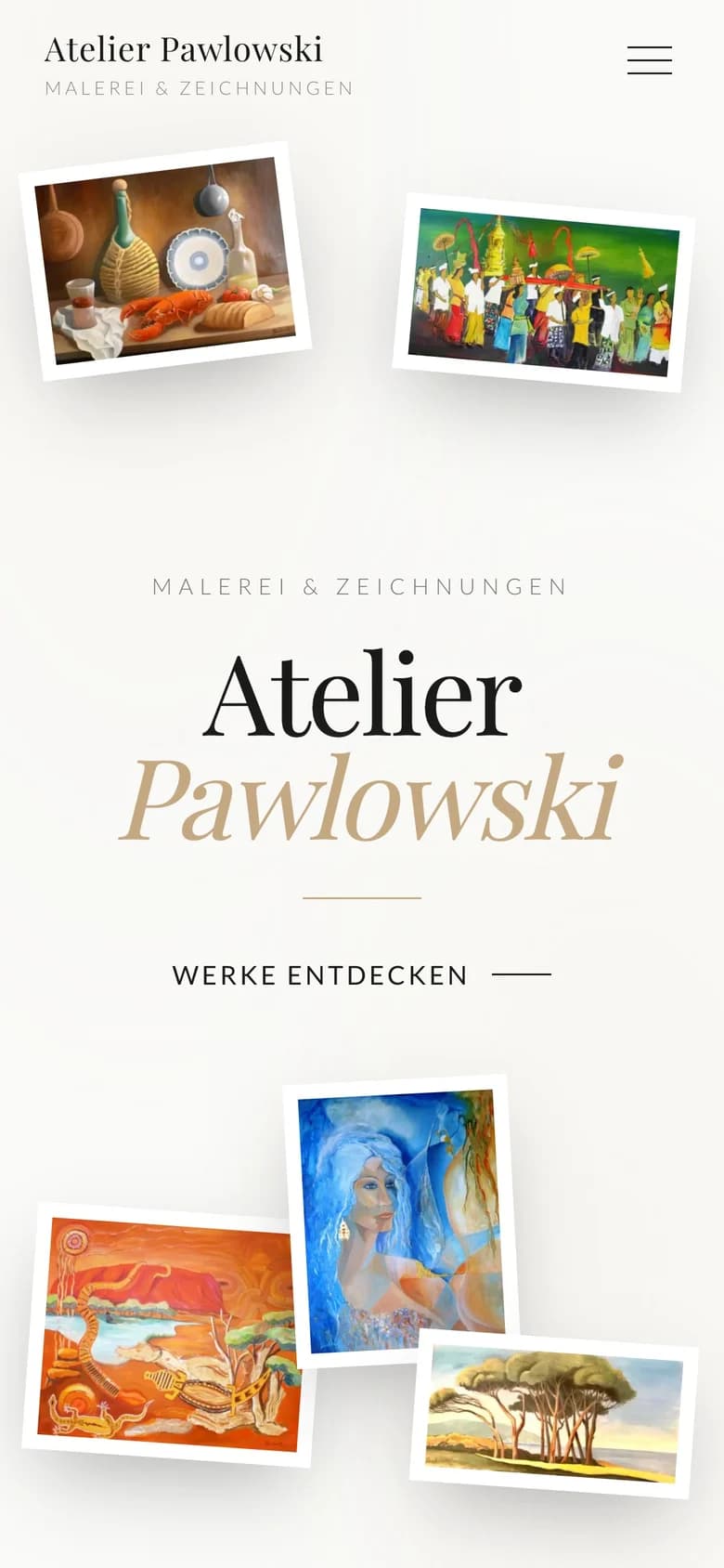 Website von Atelier Pawlowski auf einem Handy
