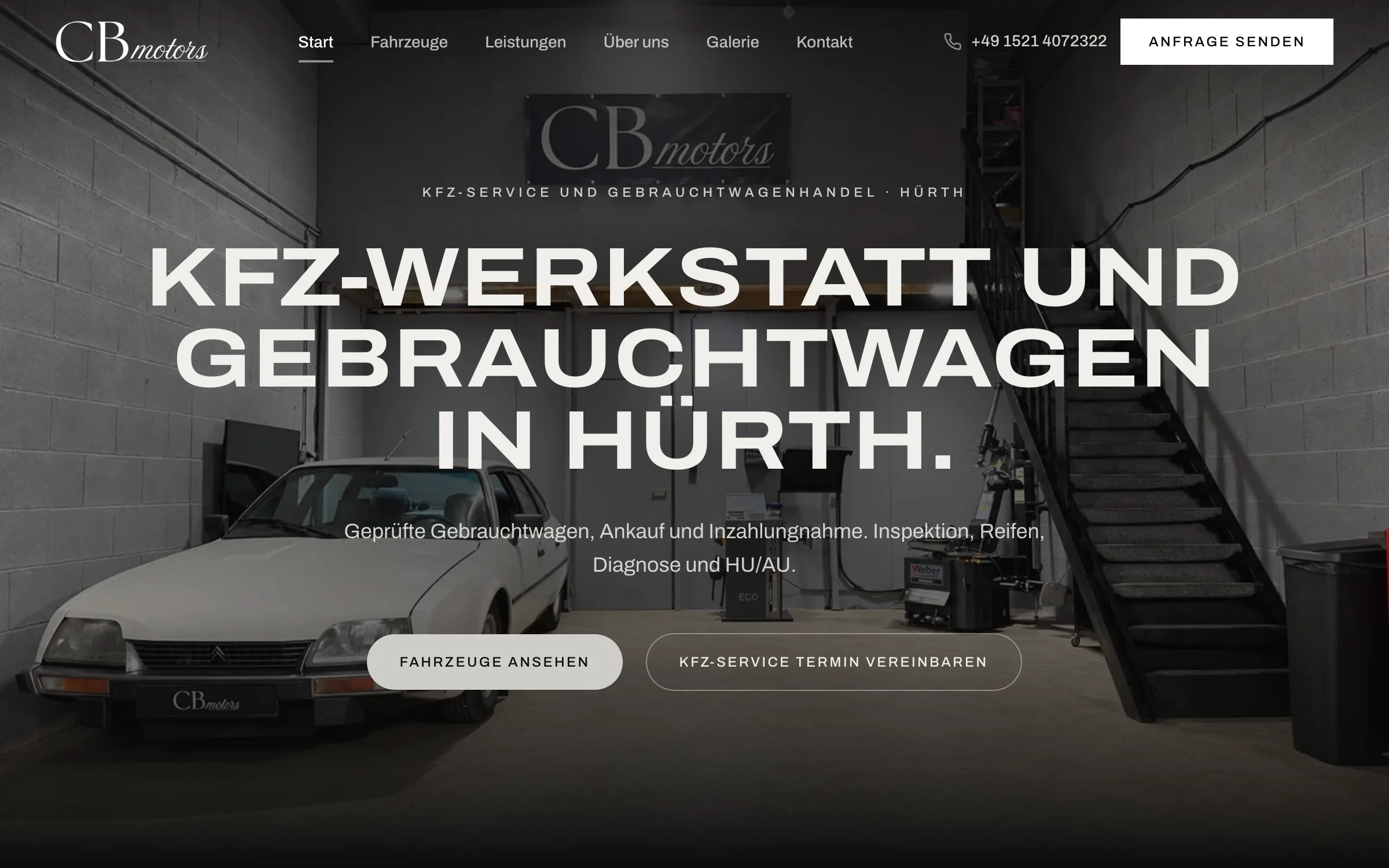 Website von CB Motors auf einem Laptop
