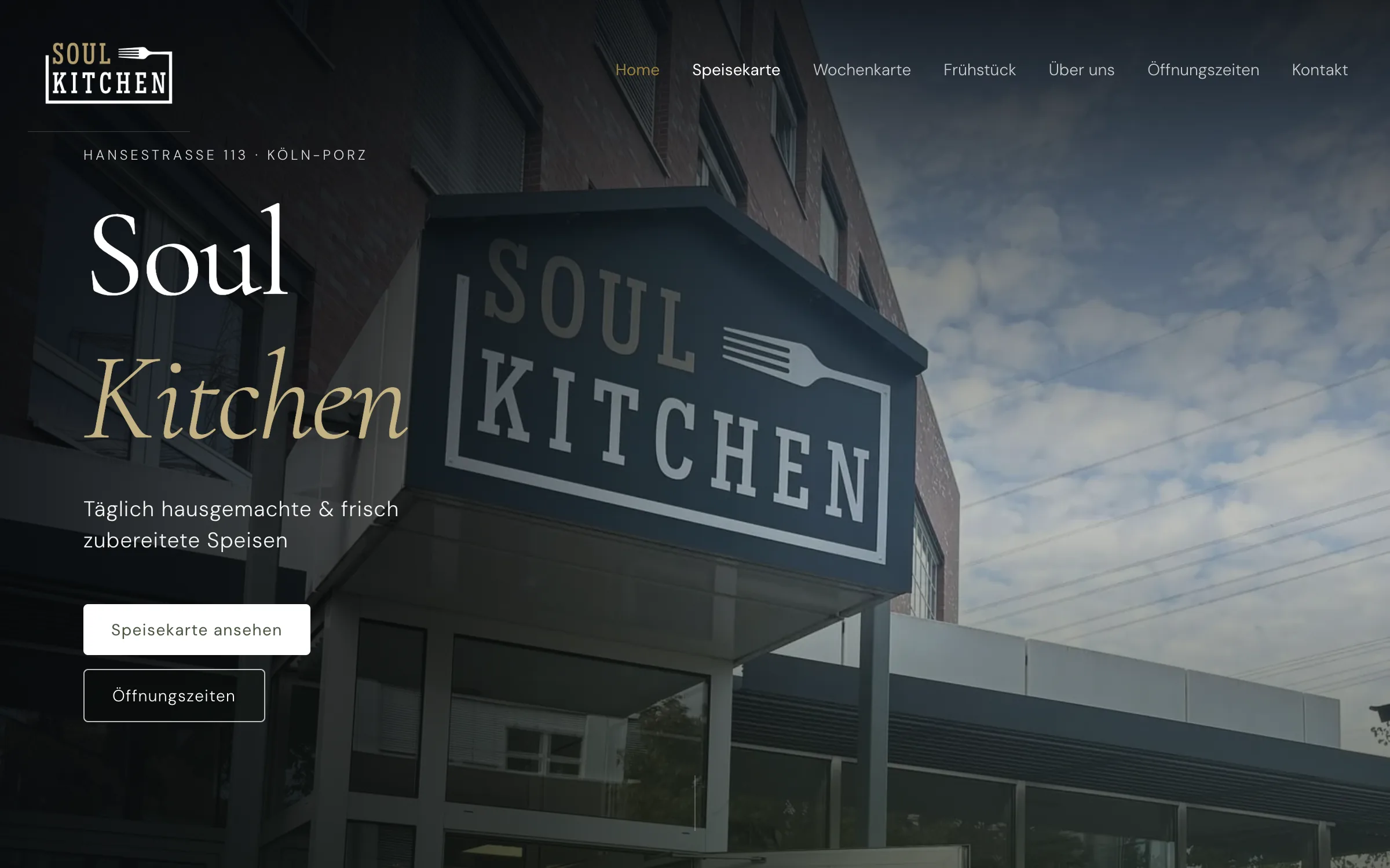 Website von Soul Kitchen auf einem Laptop