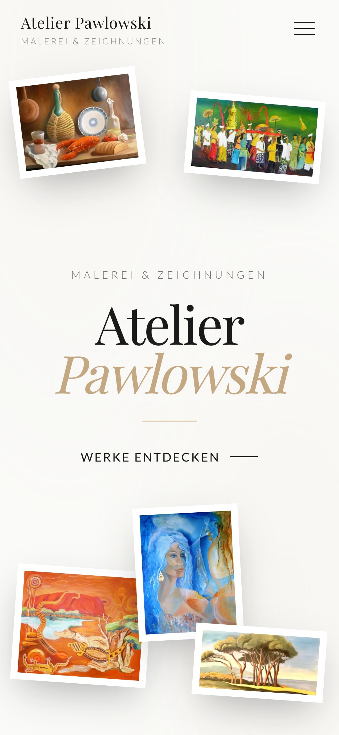 Echter Handy-Screenshot der Website von Atelier Pawlowski
